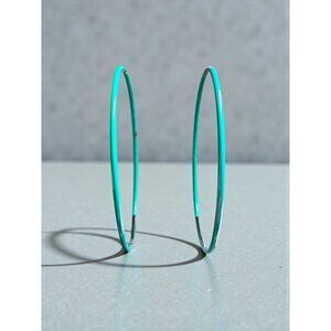 Bold Turquoise Hoop Earrings with Silver Clasp | Retro Statement Jewelry